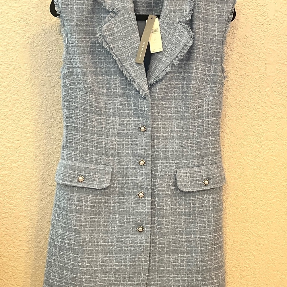 Anthropologie Blue Tweed Mini Dress